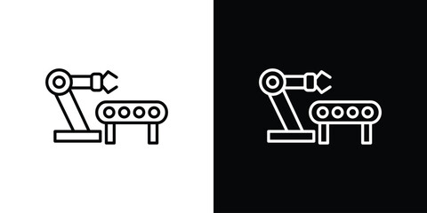Industrial robot icon linear icon. Line with editable stroke