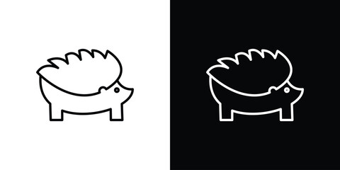 Hedgehog icon linear icon. Line with editable stroke