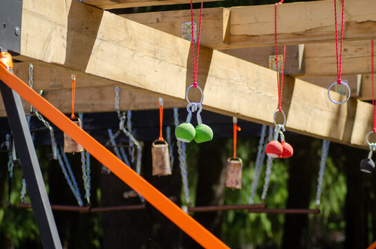 Ninja warrior training ground on a sunny day.