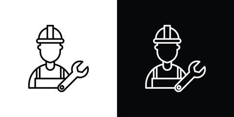 Engineer icon linear icon. Line with editable stroke