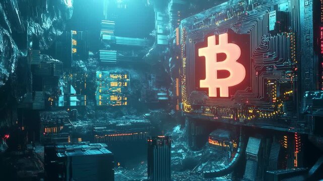 Amid a dazzling underground realm of circuits and glowing cryptocurrency symbols, discover the intricate world of digital finance and the future of transactions illuminated by neon lights. - Powered by Adobe