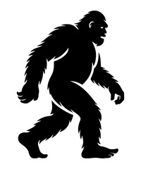 The Elusive Bigfoot Silhouette A Cryptid Creature Walking Through the Forest in American Folklore Depicted as an Icon