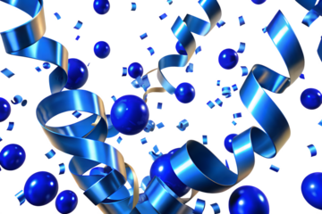 Blue & White Confetti Overlay for Transparent Background Celebration, Sales, and Events