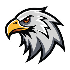 Fototapeta premium Striking Eagle Head Illustration Gray Feathers, Intense Gaze, Sharp Features