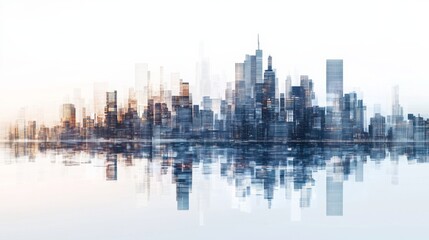 Fototapeta premium The reflection of abstract city skyline