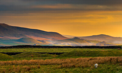 Grassington moor at Sunset. Yorkshire Dales National Park