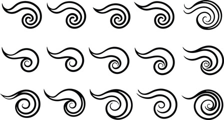 Fototapeta premium Elegant Swirls Design Elements: A collection of various black swirls, offering a refined visual touch perfect for sophisticated design applications.