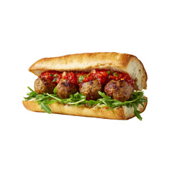 Delicious Meatball Sub with Spicy Salsa and Fresh Arugula