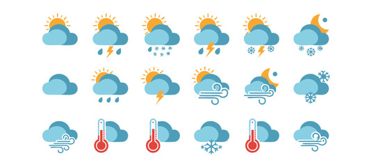 "Clouds Set &ndash; Stylized Weather & Sky Vector Illustrations for Design & Backgrounds"