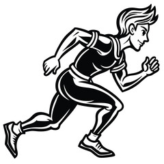 Naklejka premium Vector art of a stylized illustration of a male runner in midstride, isolated on white