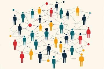 Social network icon with stylized people, vector illustration