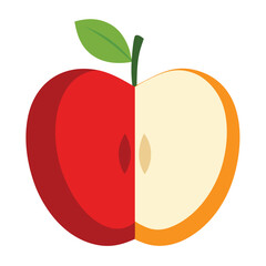 Fresh red apple halves displayed side by side revealing crisp white interior and seeds