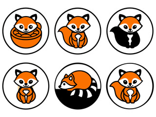 Cute cartoon foxes in various poses and settings