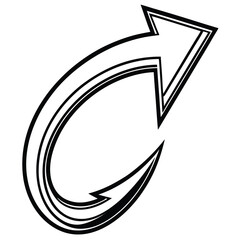 Vector art of a curved arrow indicating a circular direction isolated on white background