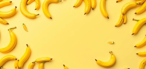 Trendy beige background featuring a vibrant yellow banana pattern , background, wallpaper