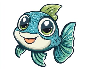 A cheerful, cartoonish fish with large eyes.