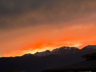 sunset over the mountains