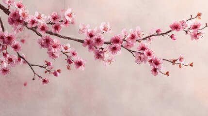 Obraz premium Delicate branches of blossoming flowers in soft pinks.
