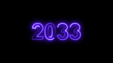 2033 neon line text. Abstract neon text animation, Glowing neon number text background Happy new year word made from sparkler firework light Animation of happy new. Number counter animation - Powered by Adobe