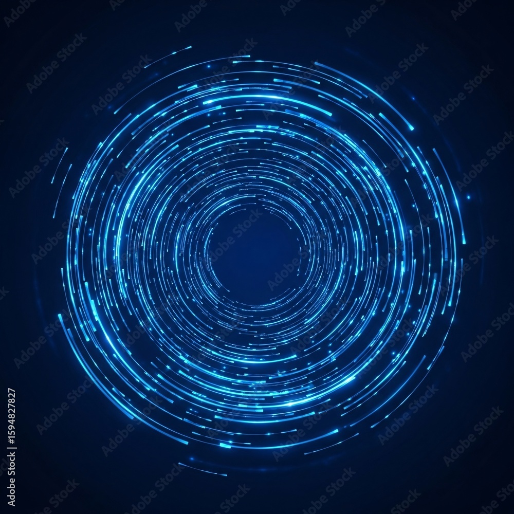 Aufkleber abstract digital technology background with glowing blue concentric lines of data flow