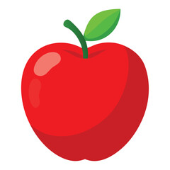 Vibrant realistic red apple illustration with subtle shadows and bright highlights perfect for healthy food advertising and branding