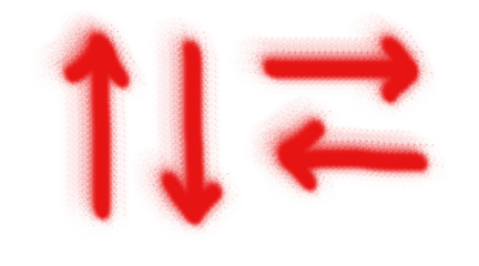 Red spray-painted arrows depicting opposing directions.