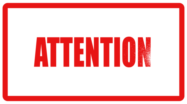 A red rectangular stamp with the word "ATTENTION" prominently displayed inside.