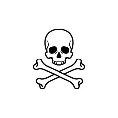 Skull and crossbones isolated on white background symbolizes danger