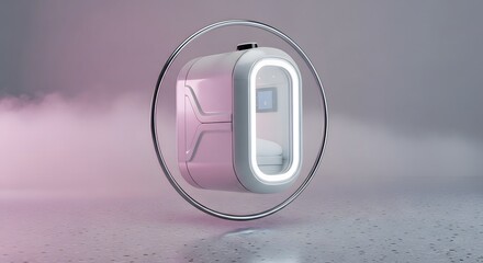 Innovative pink futuristic capsule on modern, minimalist background