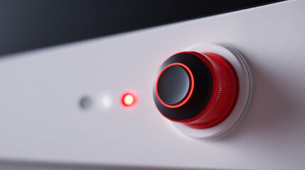 Hybrid energy system control knob with red light indicator on white panel for precise adjustment and efficient power management