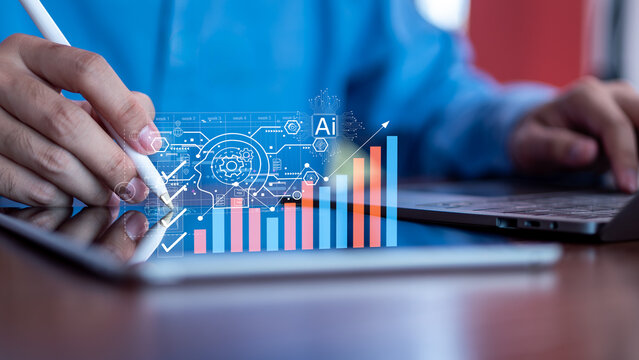 Business growth powered by artificial intelligence, leveraging data-driven systems to enhance strategic decisions, automation, and digital transformation. - Powered by Adobe