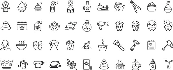 Luxury Spa and Self Care Icons set for Beauty, Wellness, and Relaxation.