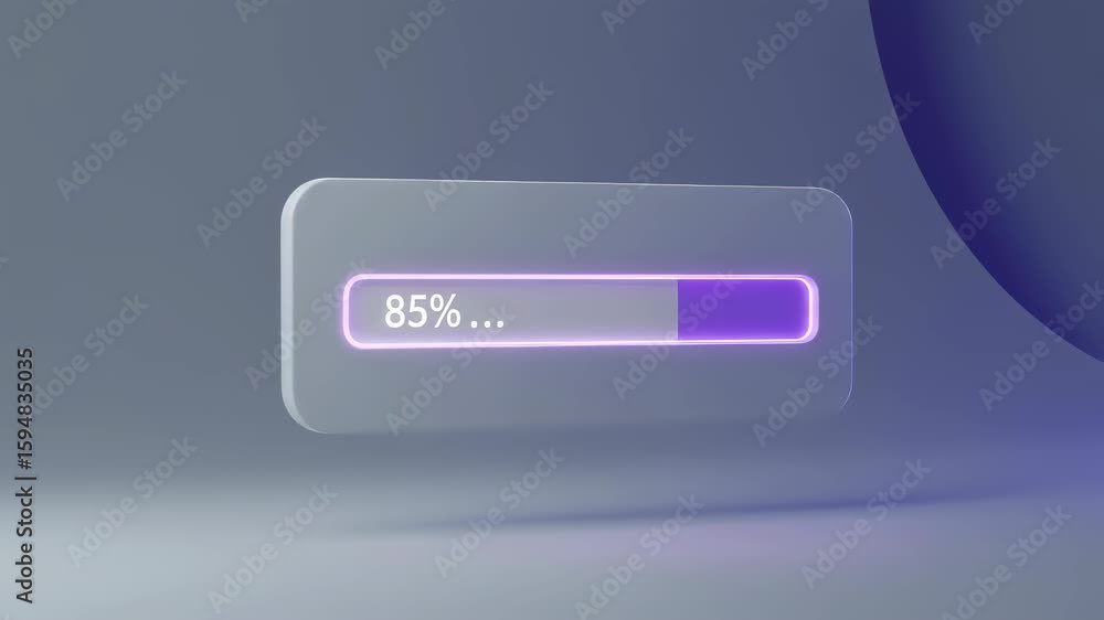 Poster digital data loading bar showing 85 percent progress. technology concept for software installation o