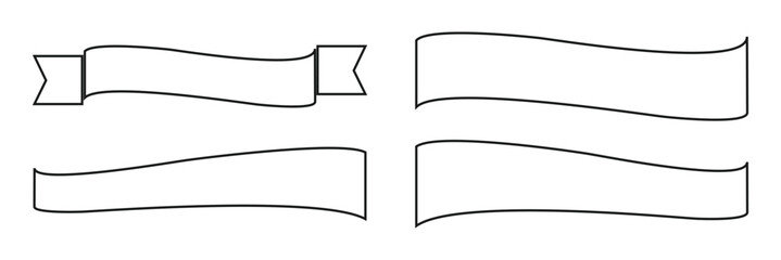 vintage Ribbon banner silhouette set, Ribbon banner flat vector icon set. Eps 10.