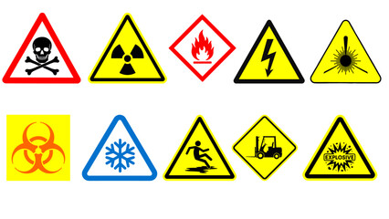 Comprehensive Safety Warning Signs and Hazard Symbols Collection
