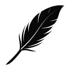Fototapeta premium Simple black silhouette of a quill pen on a white background