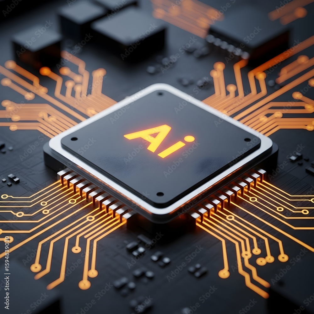 Poster artificial intelligence microchip technology circuit board