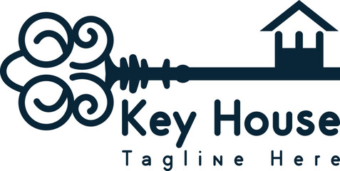 real estate key house logo design | unique and modern real estate logo designs | home real estate key logo design vector template