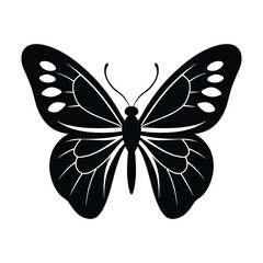 Stylized black butterfly silhouette with white details