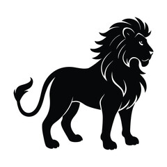 Stylized black silhouette of a majestic lion