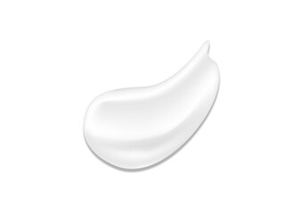 White Cosmetic Cream Isolated on White Background. Skin Tone CC Cream Tear Shape.  Drop of Liquid Foundation Stroke