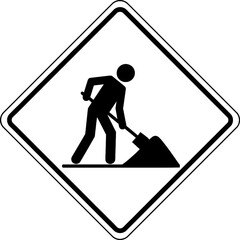 Worker Repairing Road Sign in Urban Environment