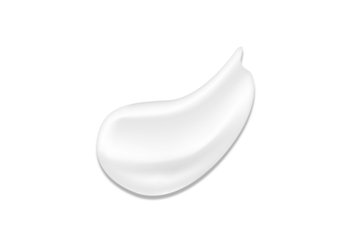White Cosmetic Cream Isolated on White Background. Skin Tone CC Cream Tear Shape.  Drop of Liquid Foundation Stroke