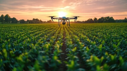 AI farming drone interface analyzing crop fields using multispectral imaging, soil moisture analytics, and pest detection with yield prediction overlaybc31-b116ce6ff08c