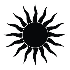 Stylized black sun icon with wavy rays
