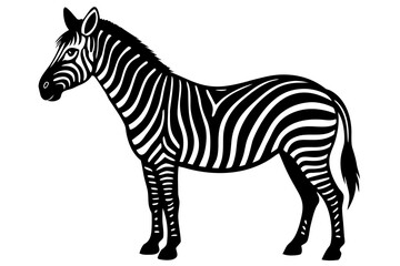 Fototapeta premium Standing zebra animal black and white silhouette vector illustration