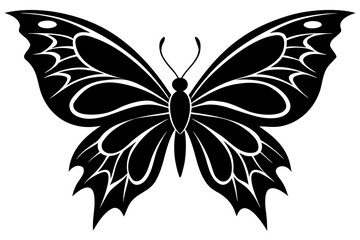 Obraz premium Detailed butterfly with decorative wings silhouette vector illustration