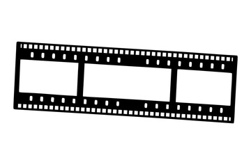 Film strip with three blank frames silhouette vector illustration