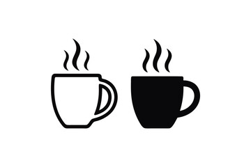 Coffee Cup Icons: A Simple Yet Elegant Design Depicting the Essence of Warmth and Comfort in a Beverage