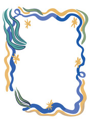 Tropical, botanical, water colour fruits, frame, vase lemon vector art